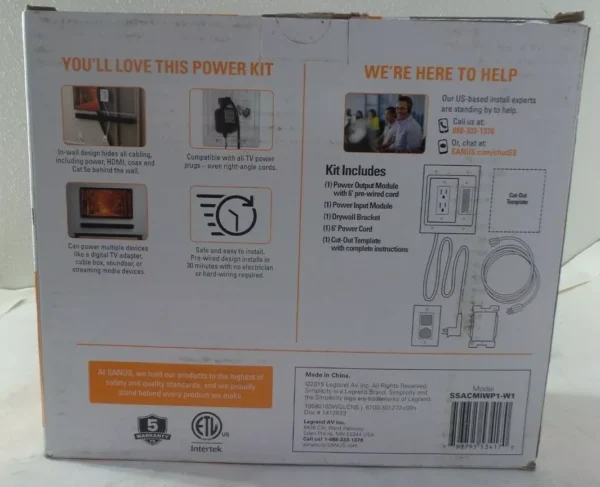 SANUS Simplicity In-wall Power and Cable Management Kit SSACMIWP1-W1 New - Image 2