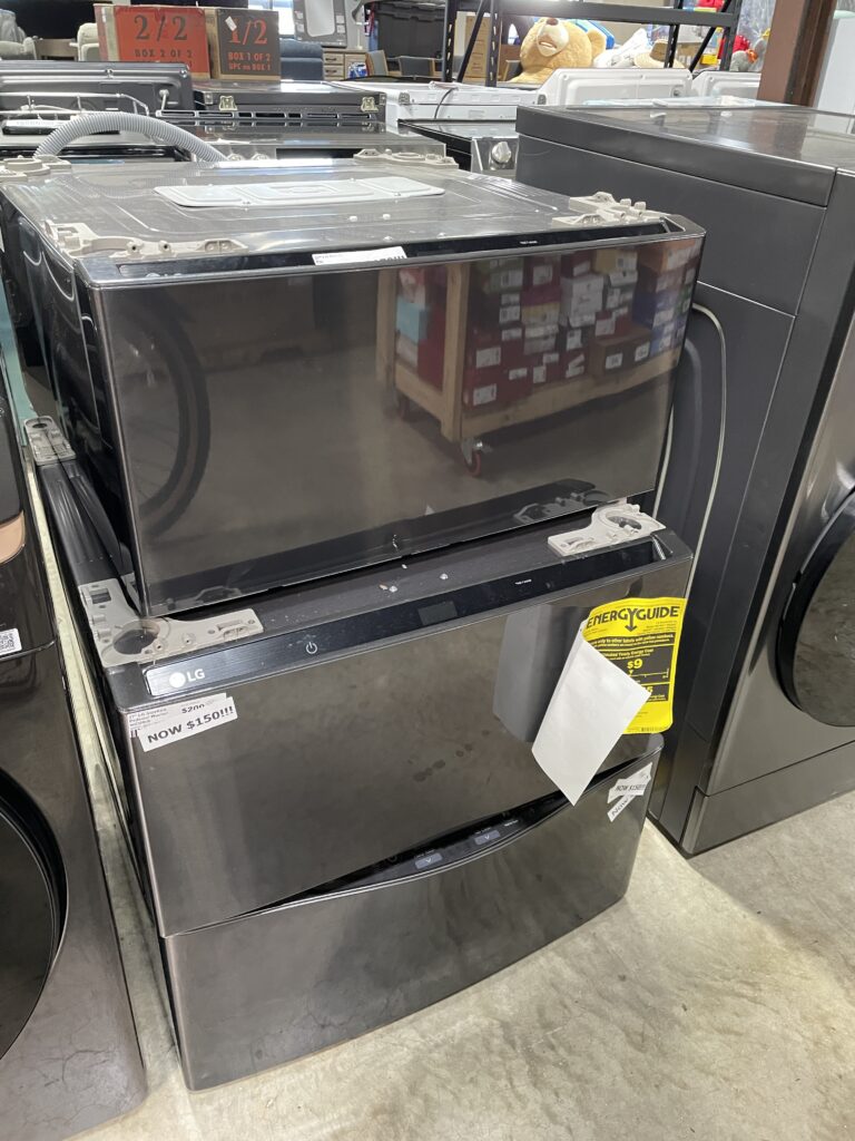 27″ LG SideKick Pedestal Washer WD300CB: Compact Laundry Power in Black Steel