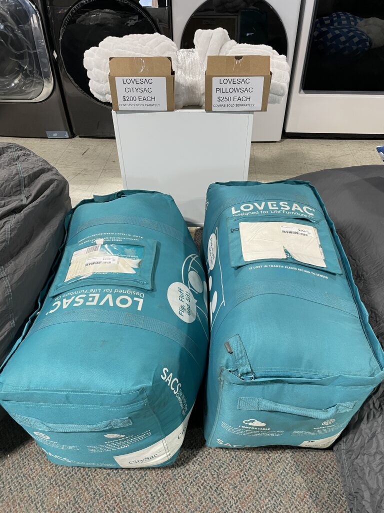 New Lovesac PillowSac and CitySac Inserts with White Plush Covers
