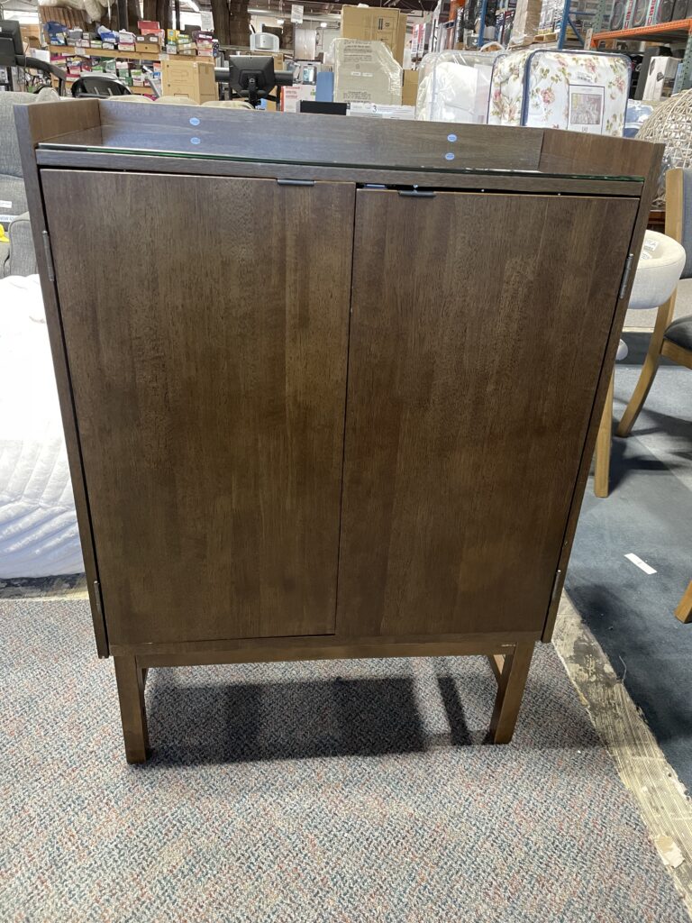 Wesson Walnut Wood Glass Top Bar Cabinet: Stylish Home Bar Storage with a Sophisticated Look